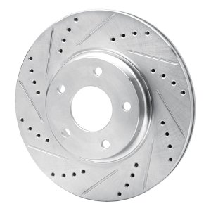 Infiniti I35 Brake Rotor (1) - Front Left - R1 Concepts - Drilled & Slotted - Silver - `02-`06